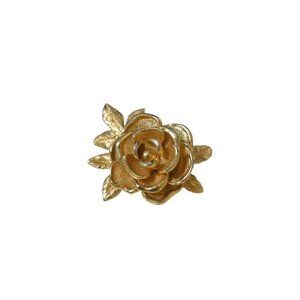 Sara Coventry Rose American Beauty Brooch Vintage Goldtone 60s